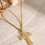 18K Gold-Plated Inlaid Zircon Cross Necklace - Korvel