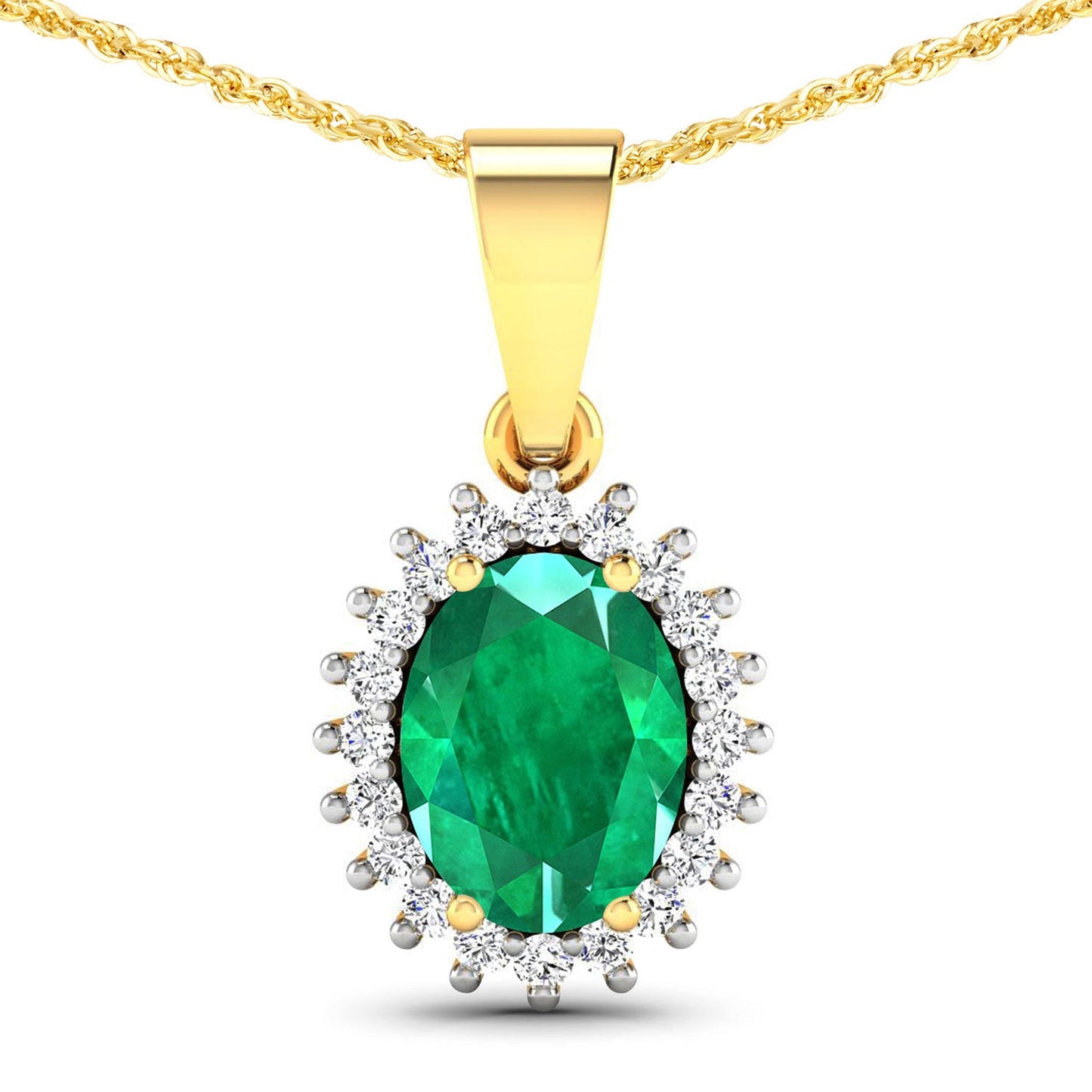 1.13 Carat Genuine Zambian Emerald and White Diamond Pendant