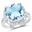 Anillo de Compromiso de Topacio Azul de 7.18 Quilates y Topacio Blanco en Plata Esterlina