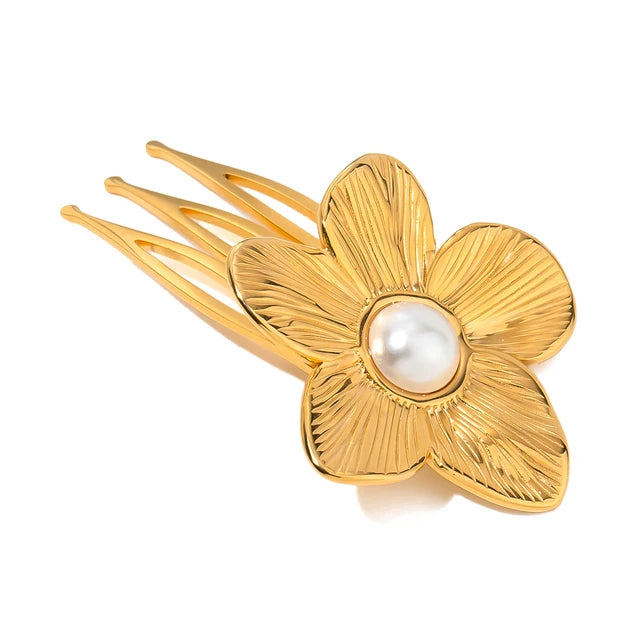 Stainless steel shell hair clip with bangs, high-end feel, ins metal hair accessories, broken hair clip at the back of the head - Korvel