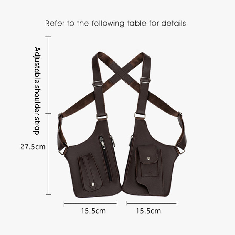 A medieval - style leather harness bag that is an anti - theft wallet, phone pouch, and suitable for men's Viking  cosplay. - Korvel