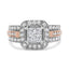 Anillo Halo Art Deco Triple Banda de Diamantes en Oro Blanco y Rosa de 14K - Talla 7