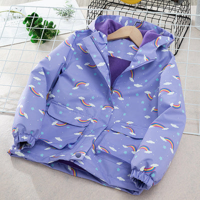 Kids' Windproof Waterproof Fleece-Lined Jacket