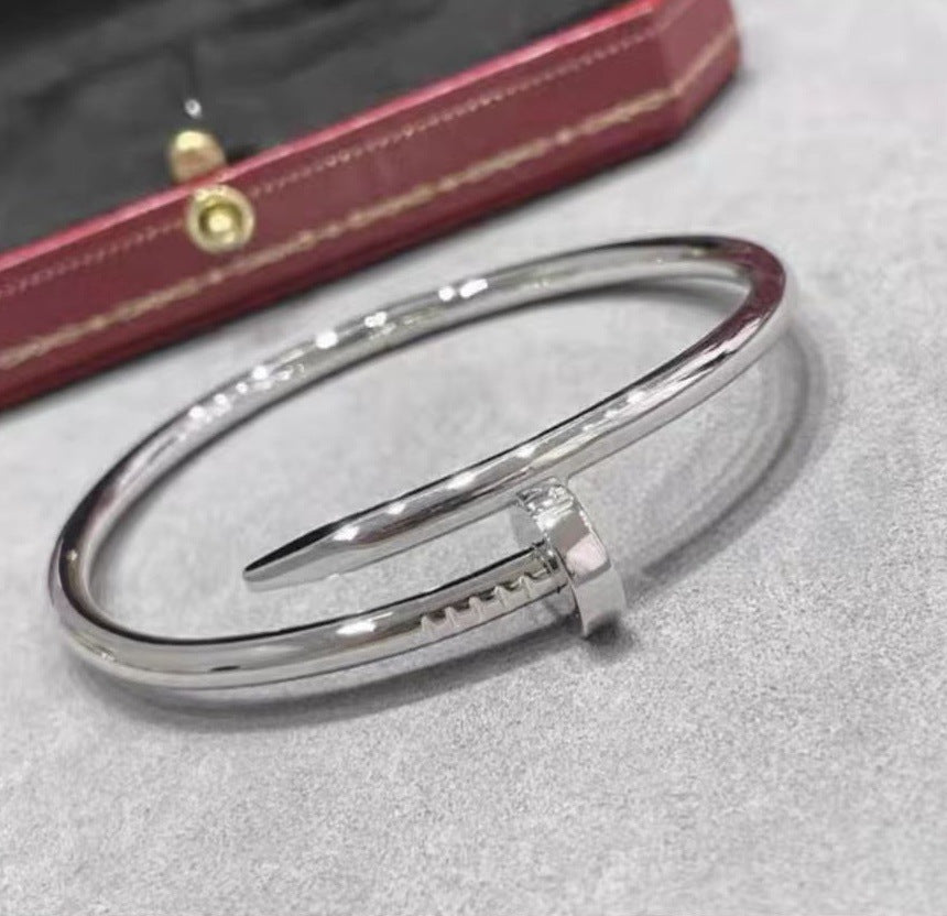 Precision Thick Plating Head and Tail Diamond Fashion Three-Circle Full Diamond Couple Bracelet - Korvel