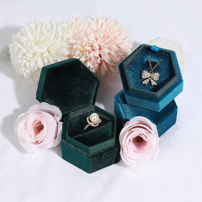 Elegant Hexagonal Velvet Jewelry Box