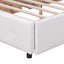 Upholstered Platform Bed with Classic Headboard and 4 Drawers No Box Spring Needed Linen Fabric Queen Size White - Korvel