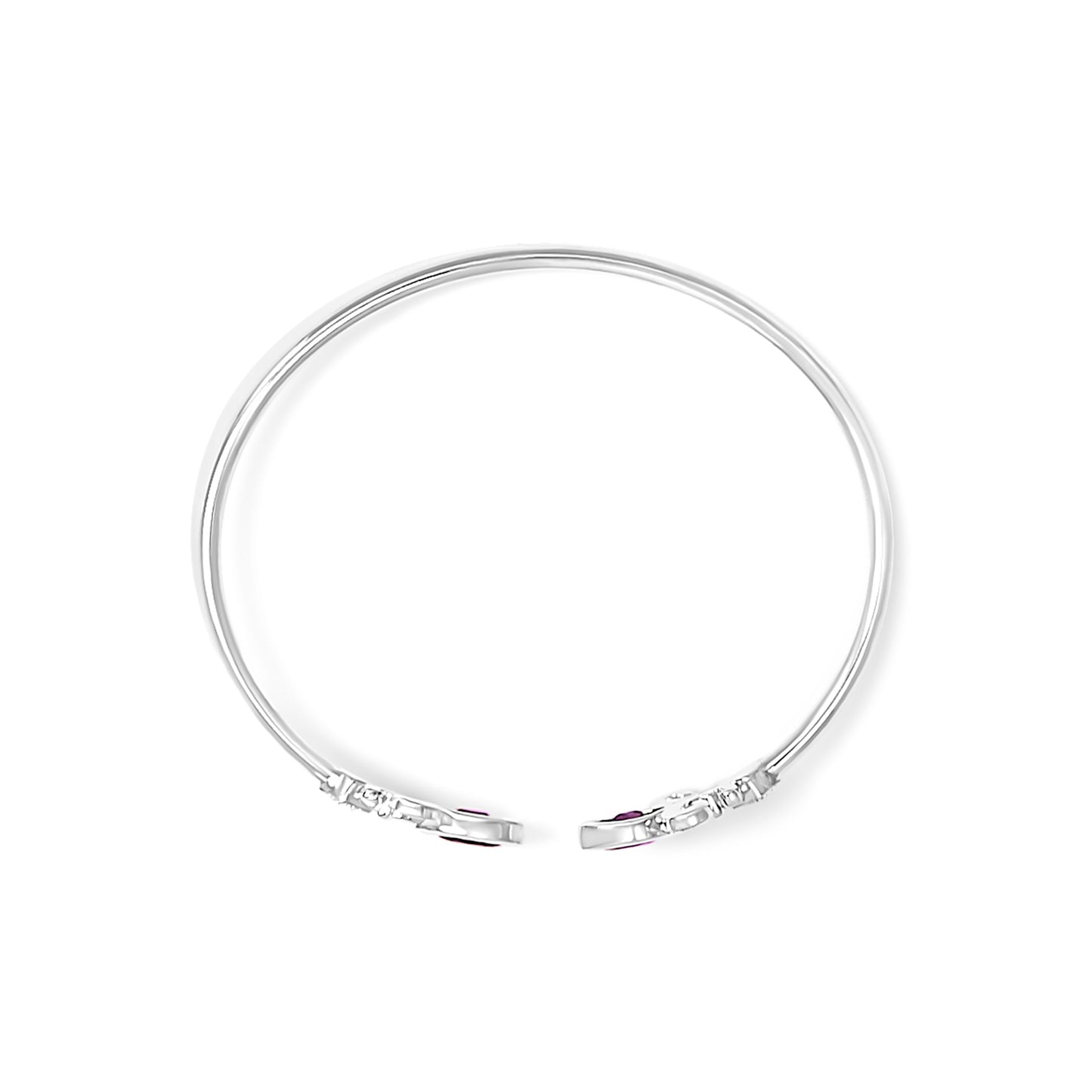 Bracelet jonc en argent sterling .925 avec améthystes marquises et diamants Fleur De Lis