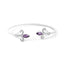 Bracelet jonc en argent sterling .925 avec améthystes marquises et diamants Fleur De Lis