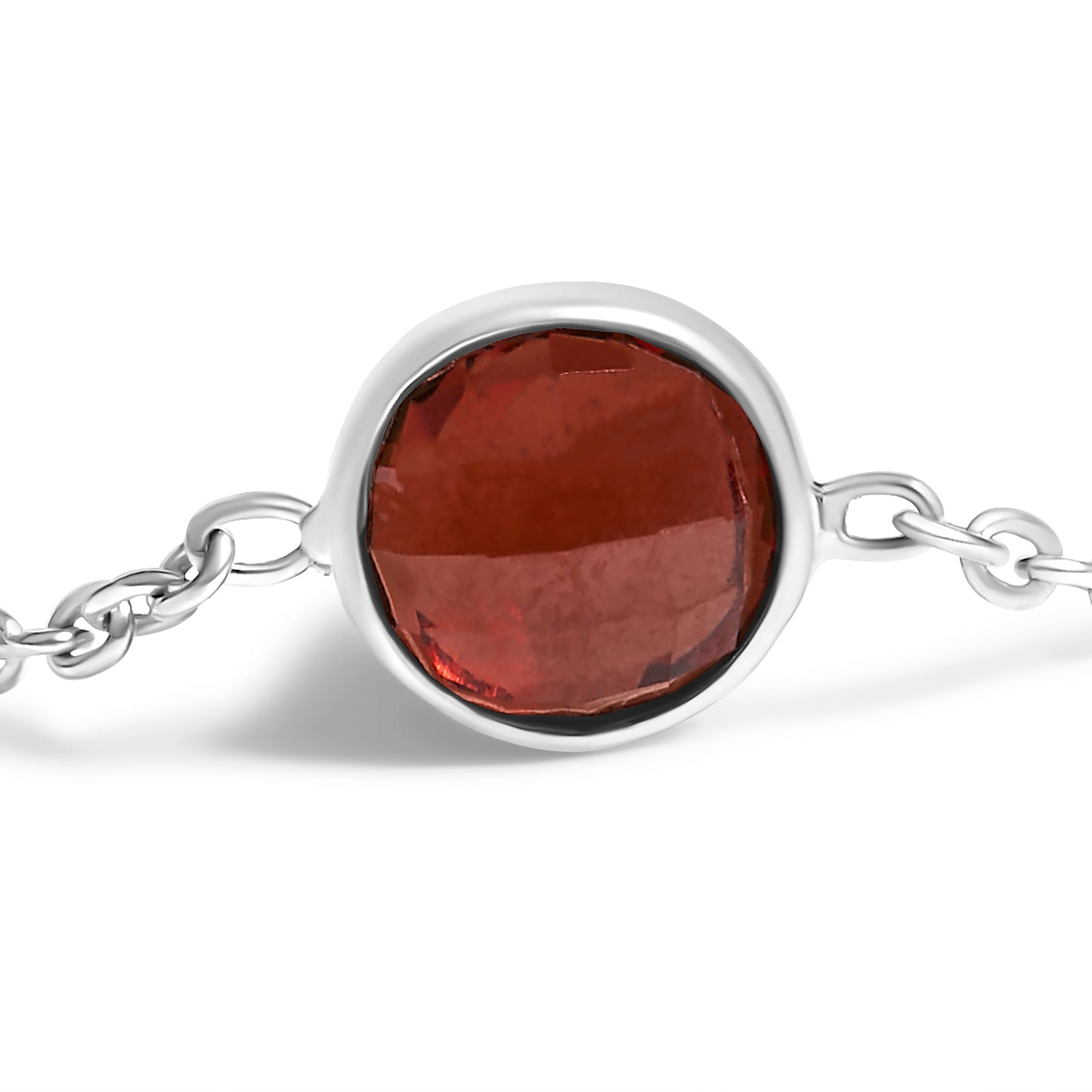 Bracelet Bolo en Argent Sterling .925 avec Garnet Rouge Sertie en Bezel