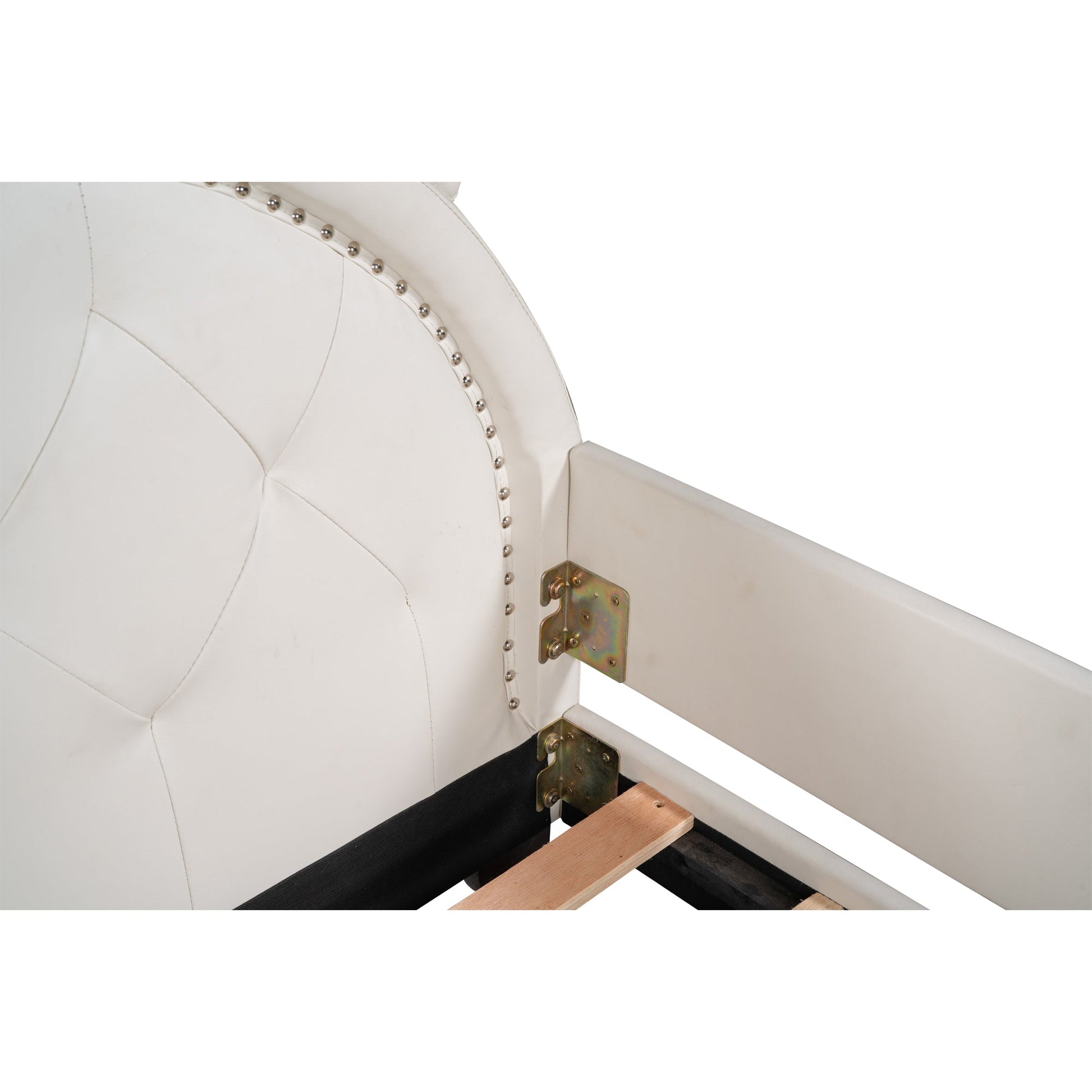Twin Size Upholstered Daybed with Carton Ears Shaped Headboard  White - Korvel