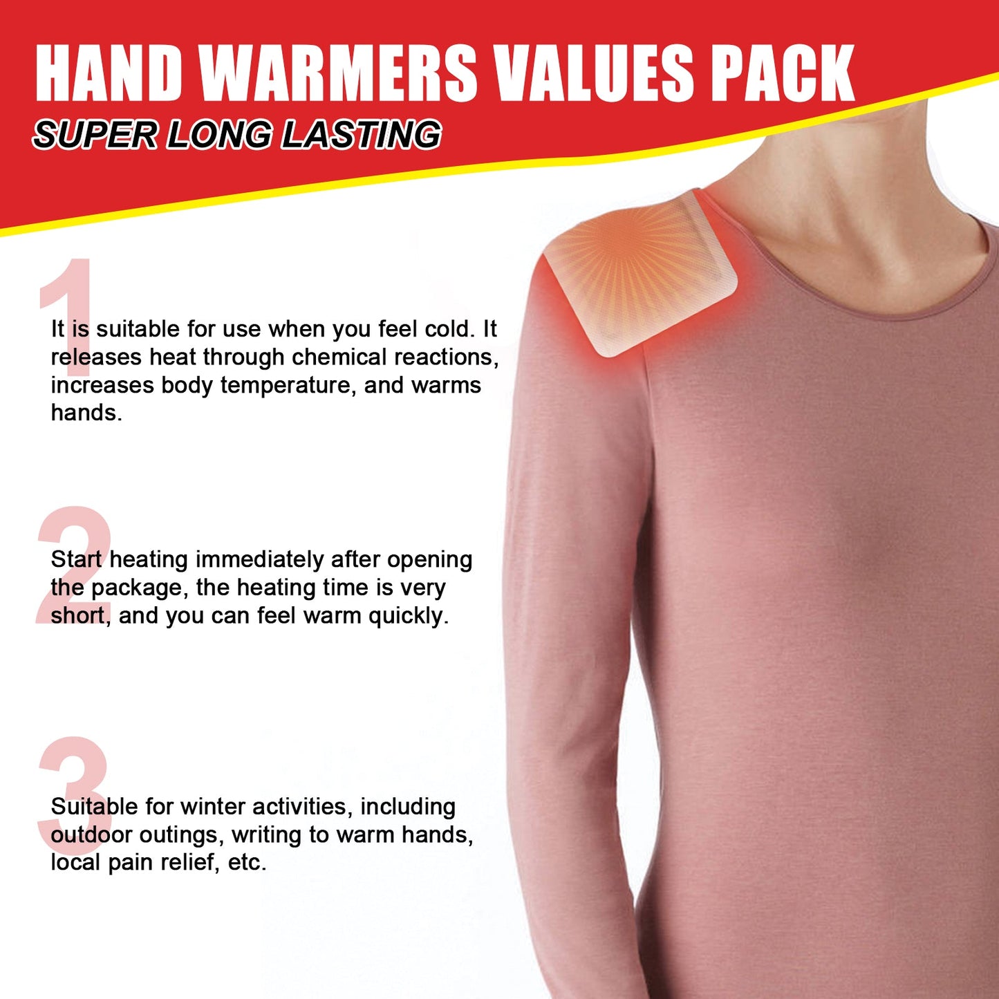 Hand Warmer, Self-Heating Portable Rapid Heating Warm Waist Belly Warm Baby Self-Heating Post - Korvel