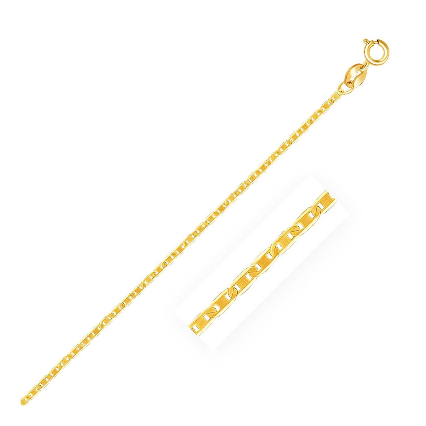 10k Yellow Gold Mariner Link Anklet - 1.2mm