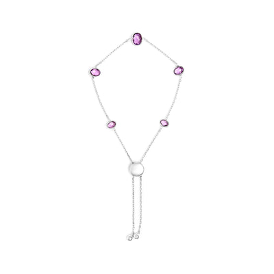 Pulsera Bolo Ajustable de Plata Esterlina .925 con Amatista Púrpura