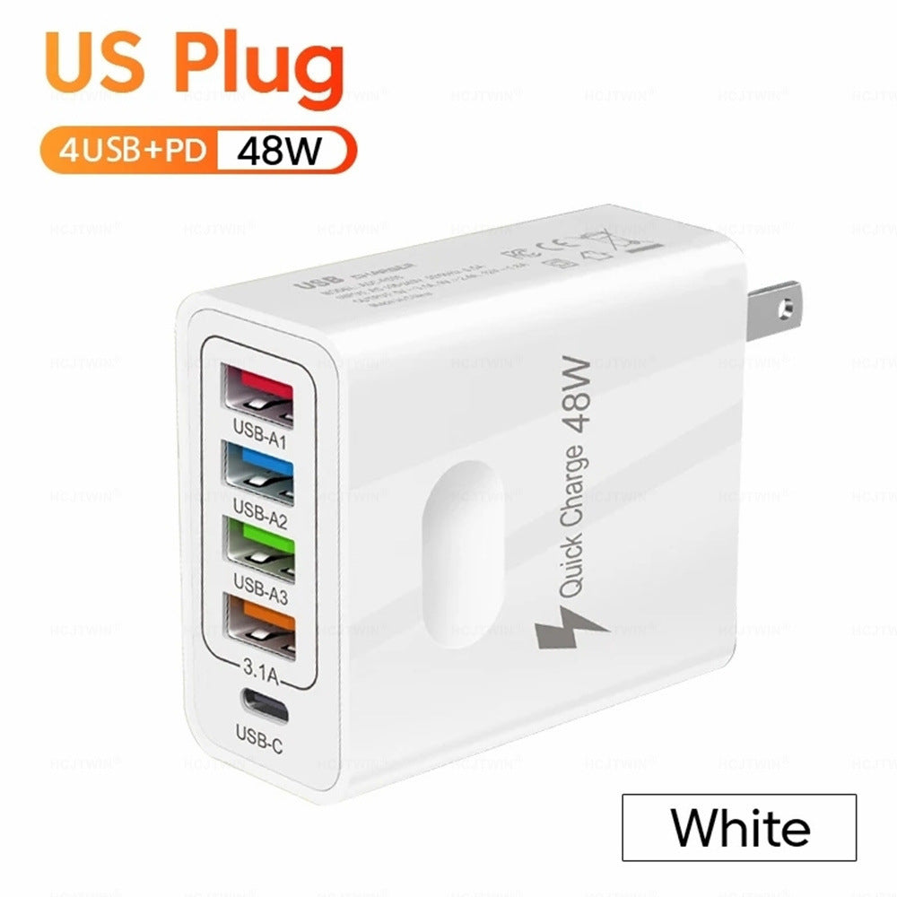 Chargeur 48W Multi-Interface 4USB avec Chargement Rapide PD