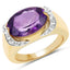 14K Yellow Gold Plated Amethyst & White Topaz Ring