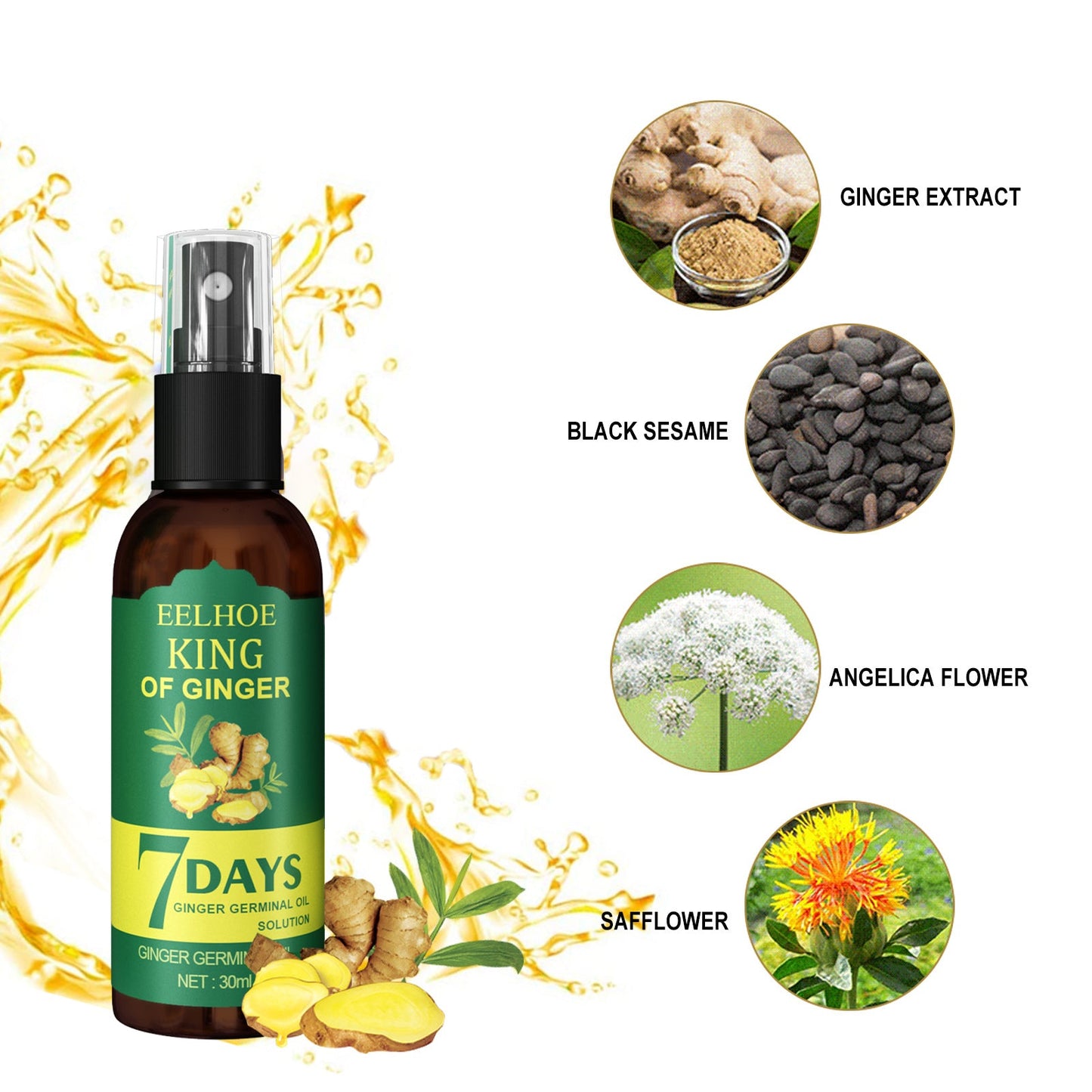 Spray para el cabello con jengibre para fortalecer y nutrir el cabello