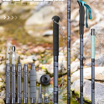 Folding telescopic outdoor hiking tactical self-defense stick Walking stick - Korvel