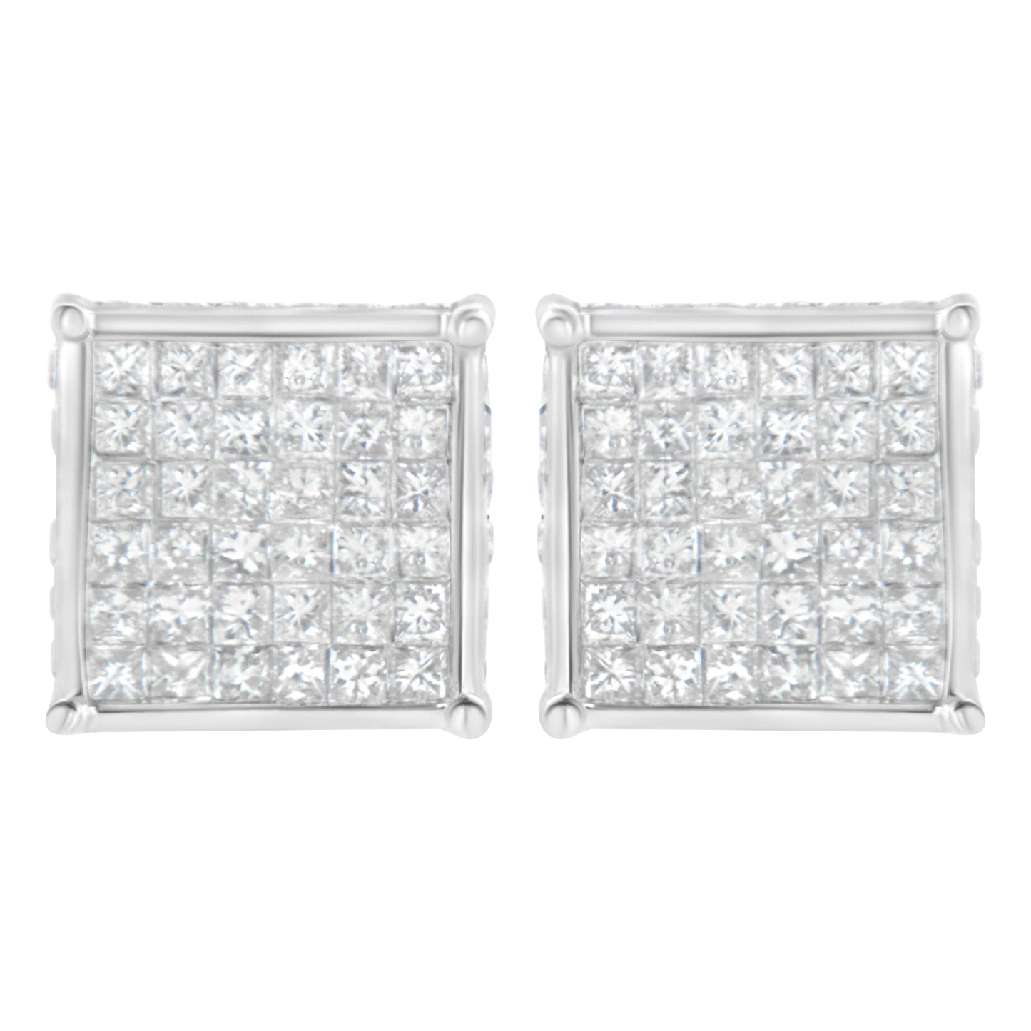 Boucles d'oreilles en diamant taille princesse de 2 carats en or blanc 10K