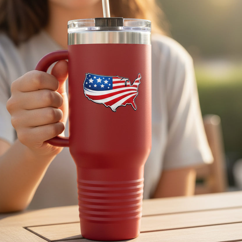 USA Map 40oz Insulated Tumbler with Handle