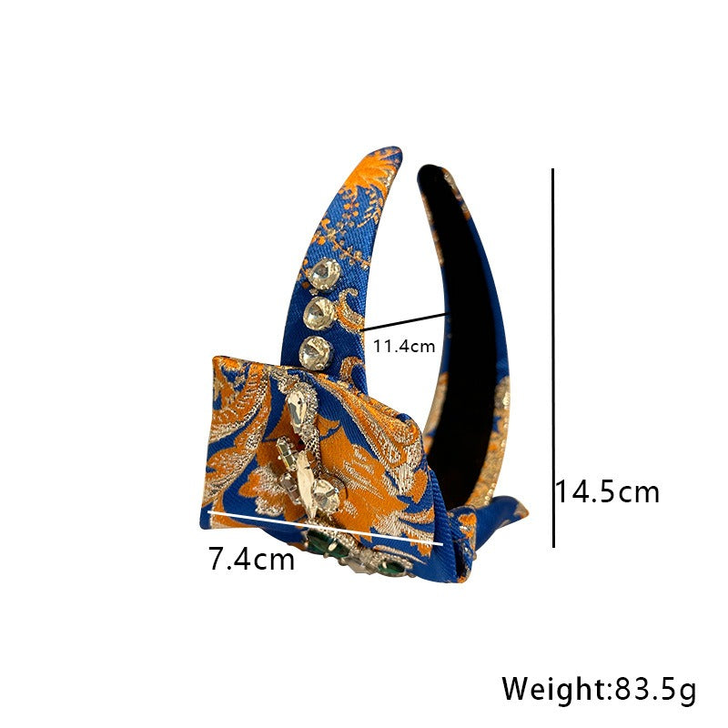 Heavy Industry Handmade Fabric and Diamond Set Fashion Hair Hoops for Women - Korvel