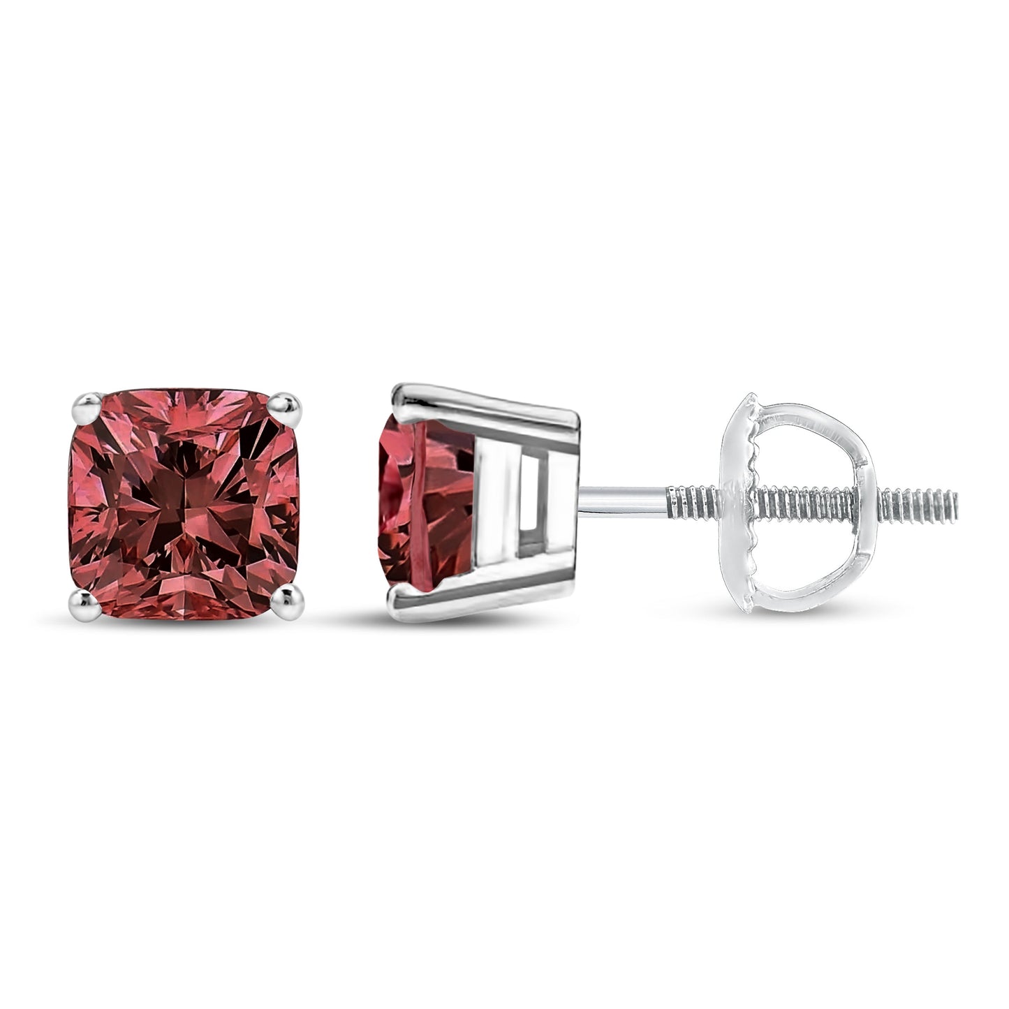 Pendientes de Stud de Diamante Rosa Creado en Laboratorio en Oro Blanco de 14K