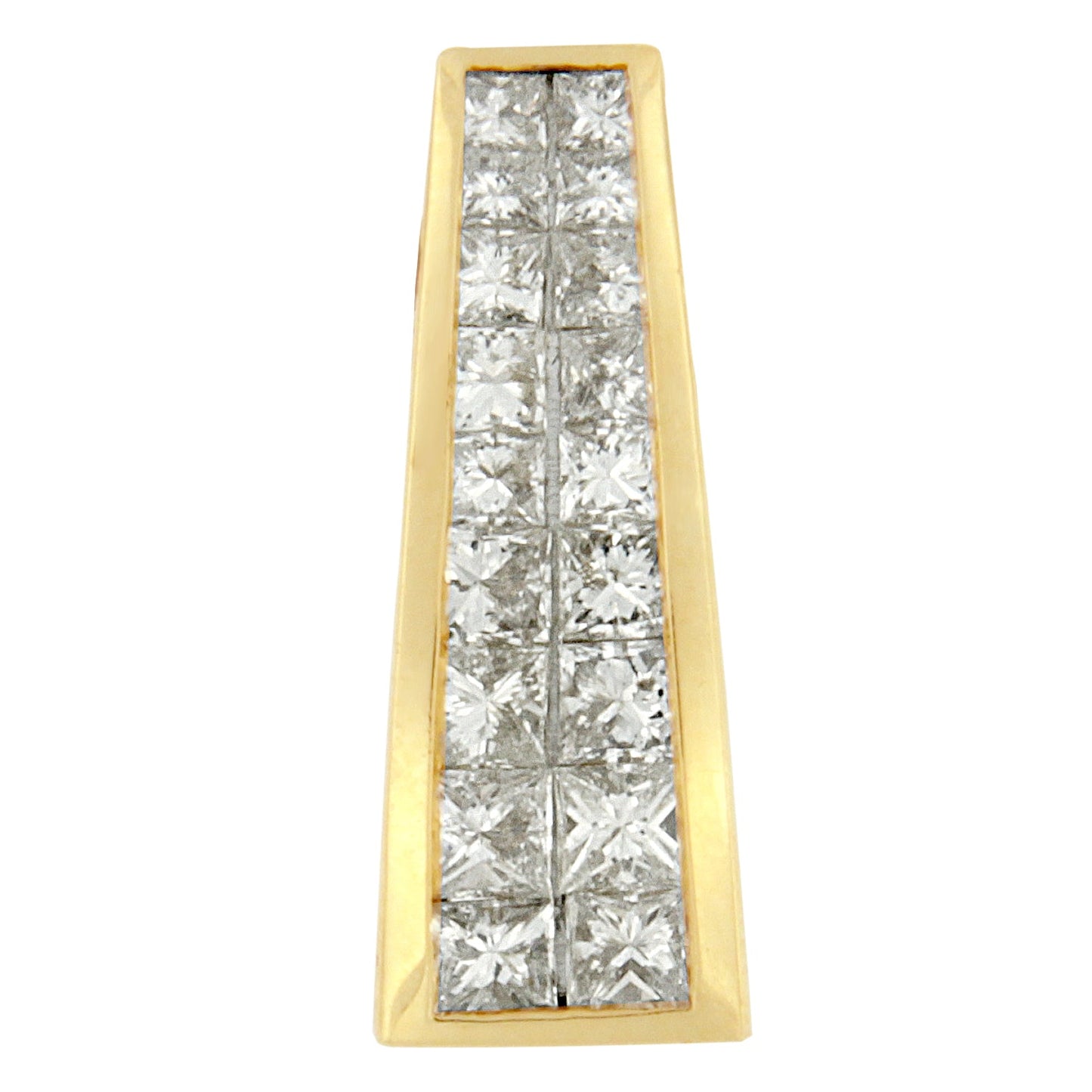 14K Yellow Gold Princess Cut Diamond Column Pendant Necklace