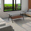 Rectangle Coffee Table with Tempered Glass top and Brown MDF Shelf, Modern Table for Living Room, Gray Glass - Korvel