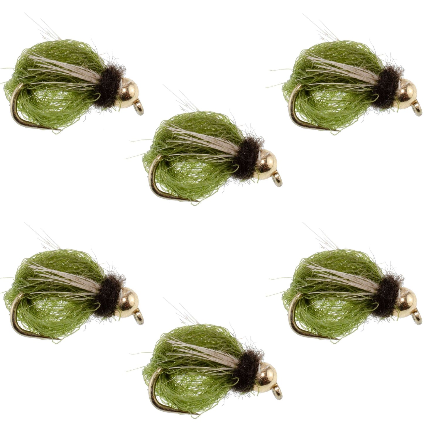 LaFontaine Olive Deep Sparkle Caddis Pupa - Mouches Taille 16 (Paquet de 6)