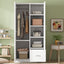Wooden Wardrobe with Double Doors, Armoire with Hanging Rod, 5 Fixed Shelves, One Storage Drawer,White - Korvel