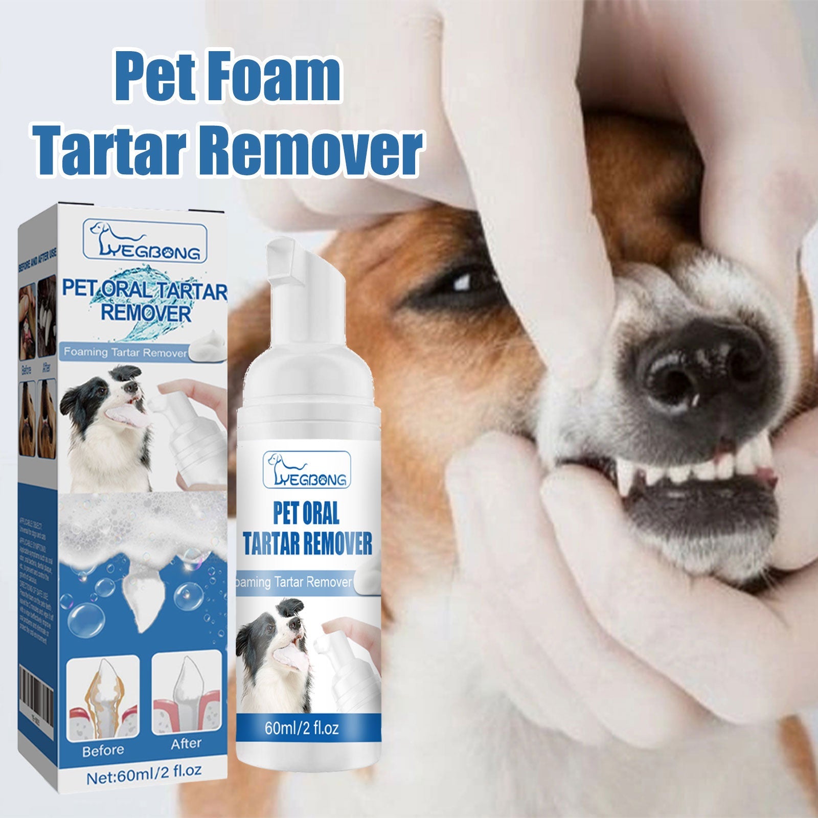 Pet Tartar Remover, Removing Dental Calculus Yellow Teeth Halitosis Cleaning Teeth Mouth Foam Cleaner - Korvel