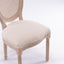French Style Solid Wood Frame Antique Painting Linen Fabric Rattan Back Dining Chair Set of 2 Cream - Korvel
