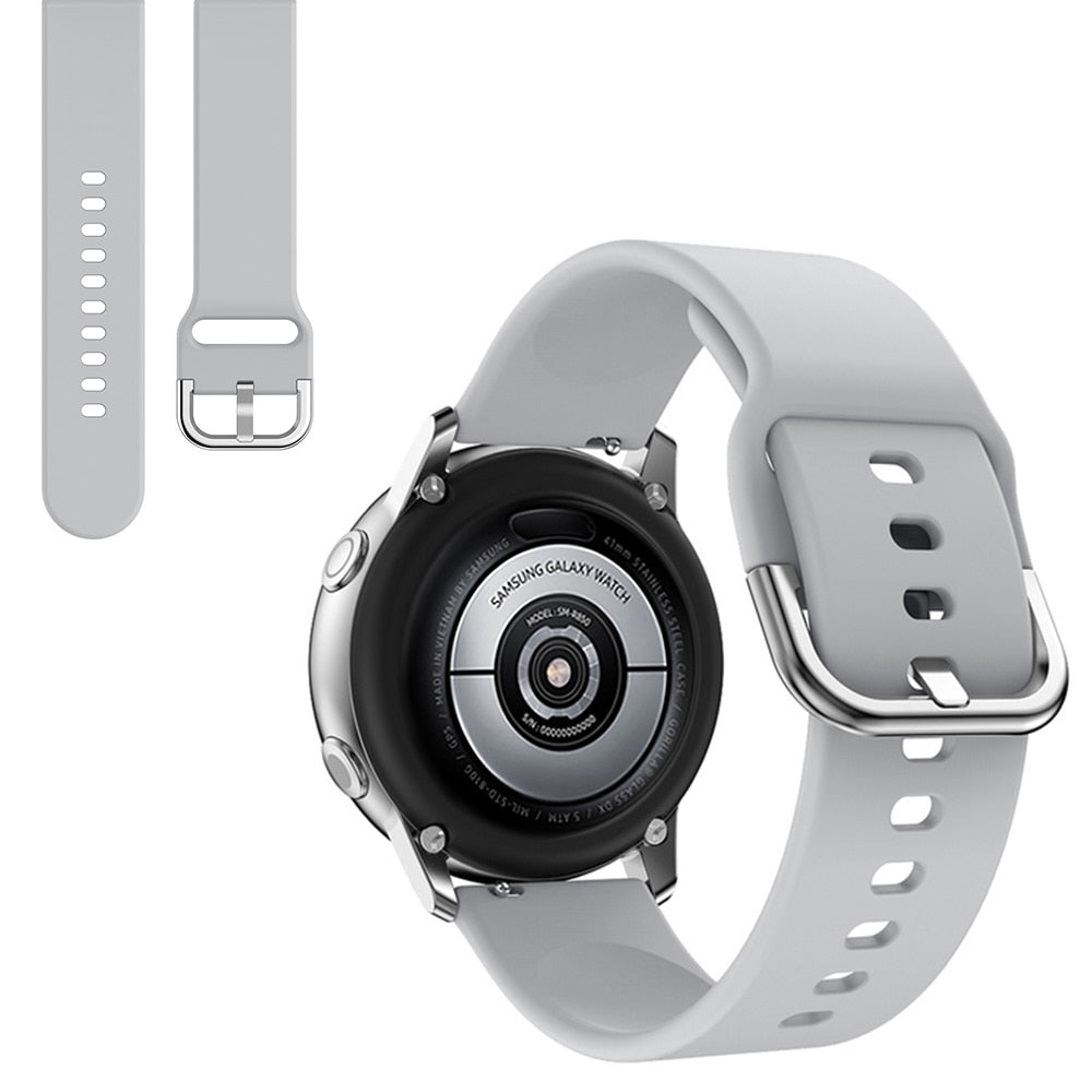 Suitable for Samsung Galaxy Watch Active2 Solid Color Silicone Strap 20/22mm Universal Strap - Korvel