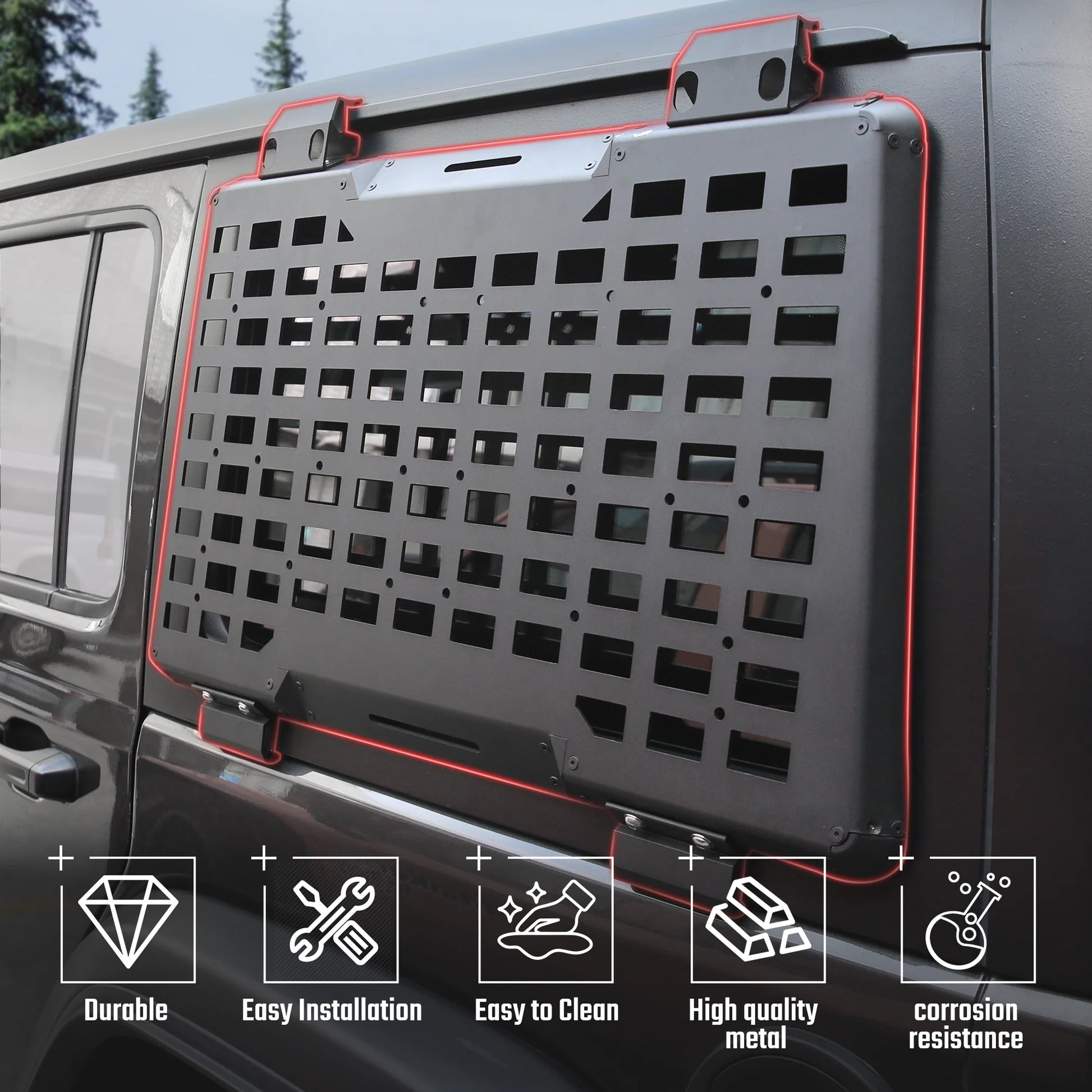 Rear Window Molle Panel System for 2018-2024 Jeep Wrangler JL 4Doors - Modular Storage and Protective Decoration - Korvel