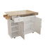 44 Inch Kitchen Island Cart with Solid Wood Top, Wine Storage, Spice Rack, Towel Rack, Wine Glass Holder White & Oak - Korvel