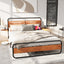 King Size Metal Bed Frame with Upholstered Headboard