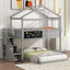 Twin over Full House Bunk Bed with Storage Staircase and Blackboard Gray - Korvel