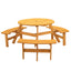6-Person Circular Outdoor Wooden Picnic Table for Patio, Backyard, Garden, DIY w/ 3 Built-in Benches, 1720lb Capacity - Natural - Korvel