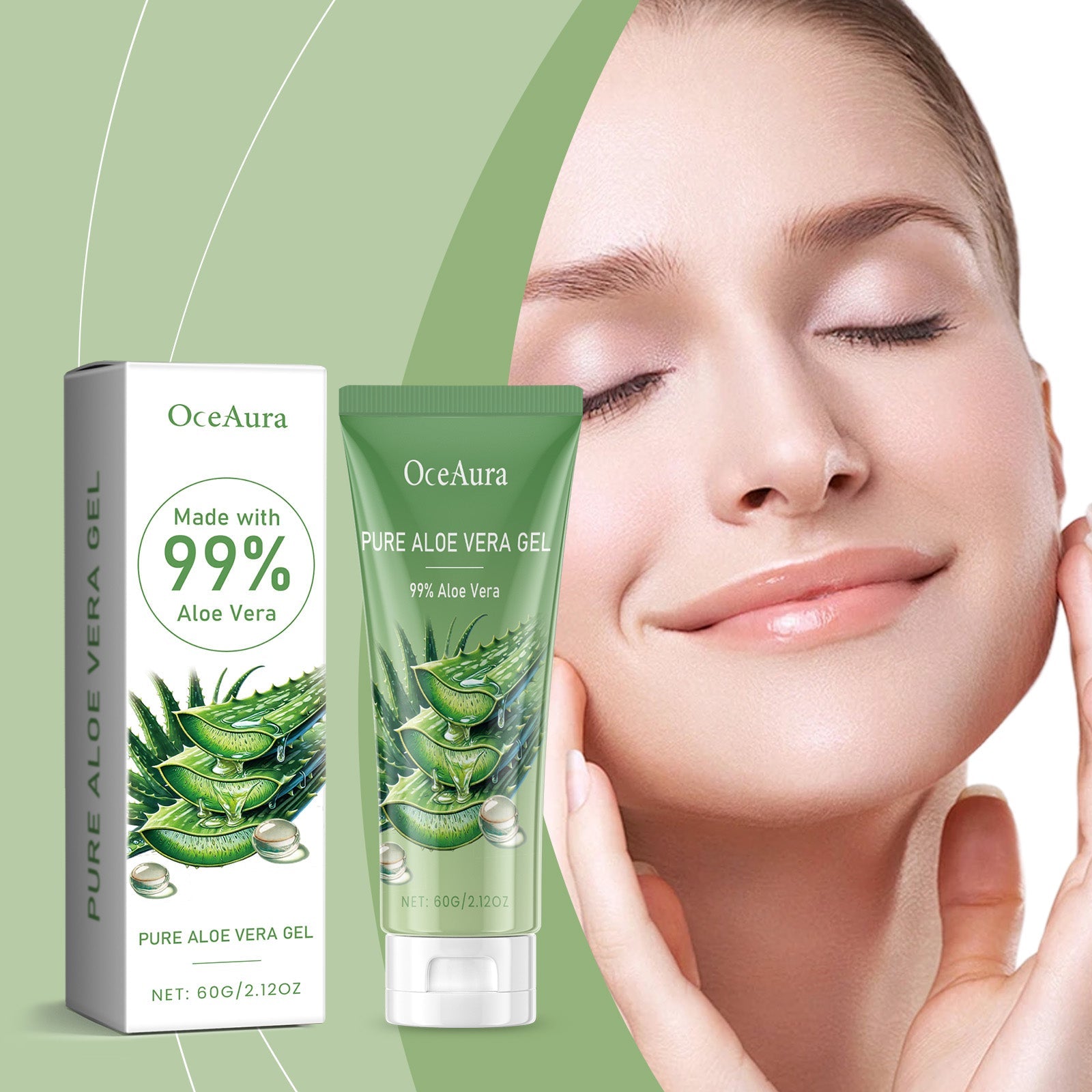 Aloe Vera Skin Care Gel, Moisturizing Facial Moisturizing Acne Skin Moisturizing After Sun Soothing Aloe Gel Cream - Korvel