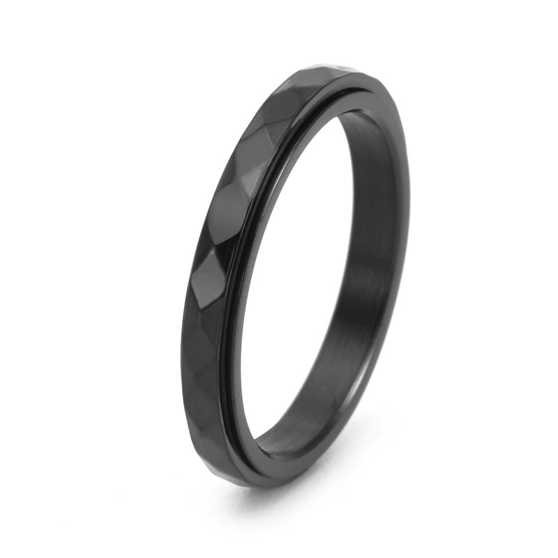 Diamond shaped niche jewelry for women, narrow cut food ring, rotatable ring - Korvel