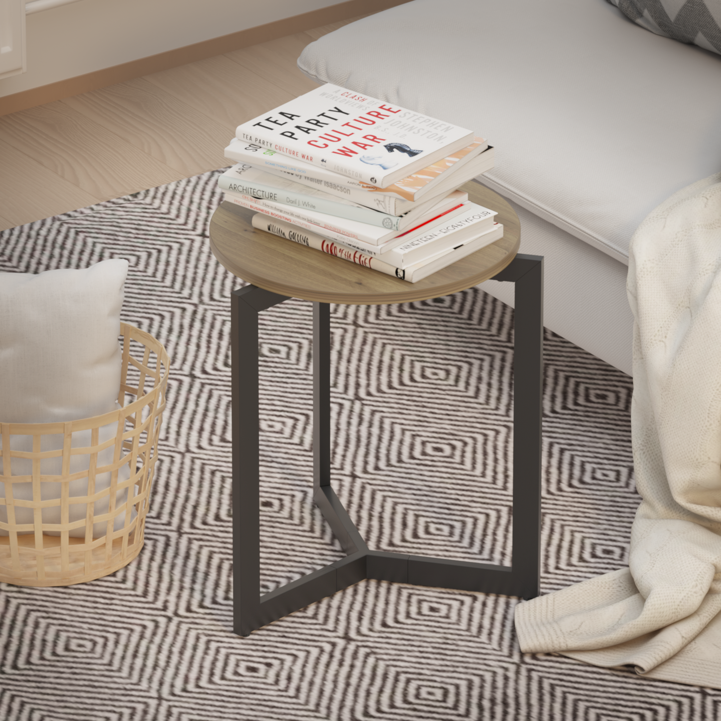 19.68''H Round Accent End Table with Sturdy Metal Frame