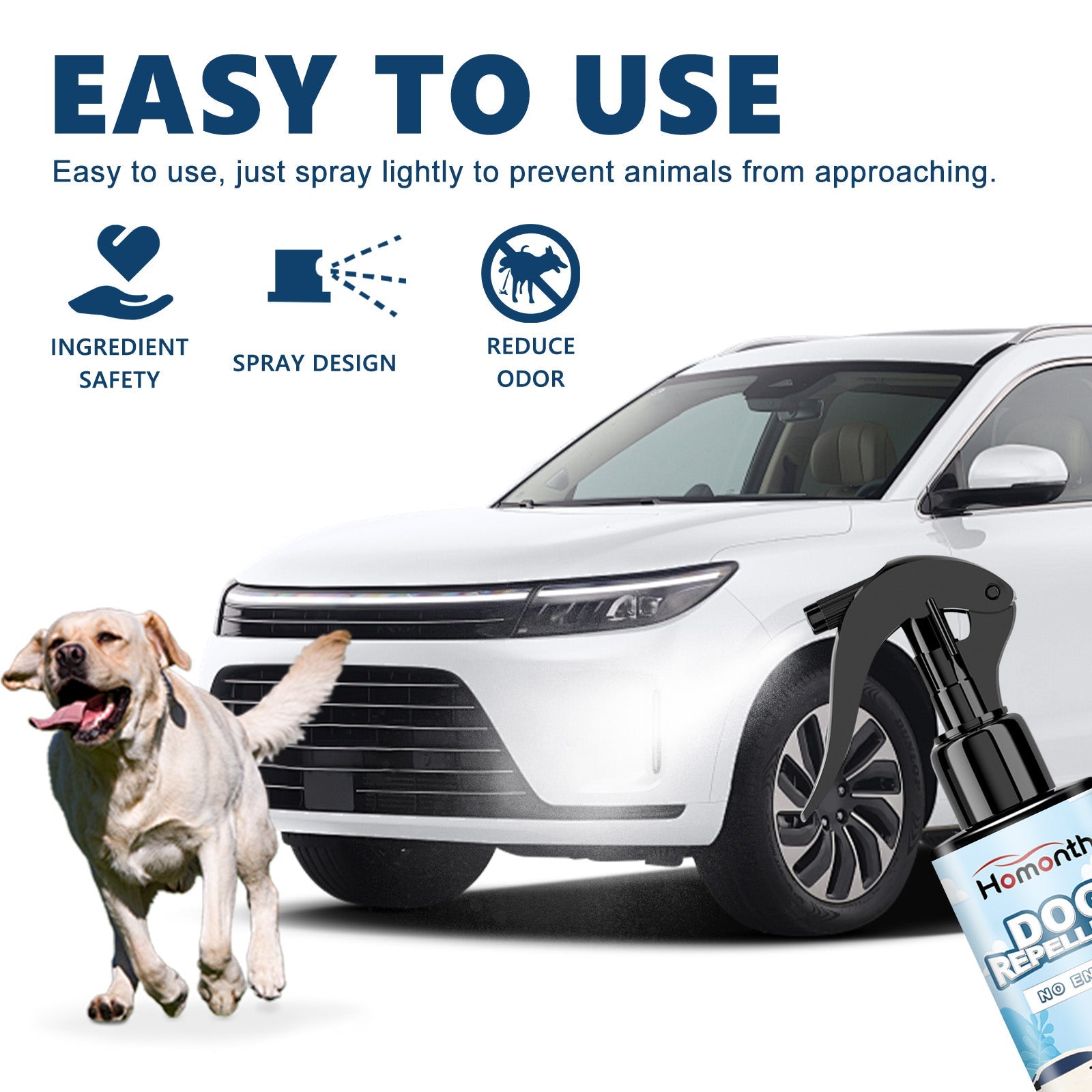 Car Tire Safety Dog Repellent Spray, Tire Protection Portable And Effective Animal Repellent - Korvel