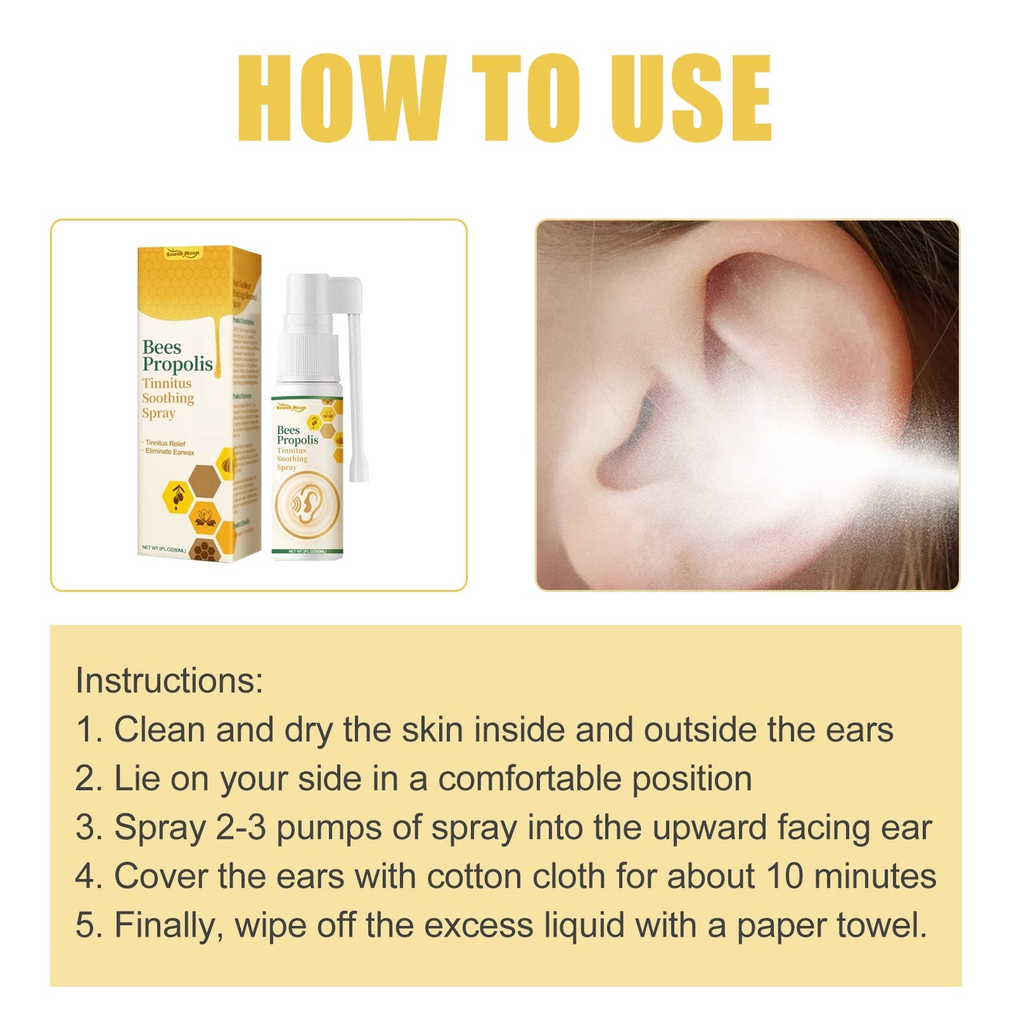 Bees Propolis Tinnitus Soothing Spray, Relieve Tinnitus And Ear Discomfort Clean Ear Wax Drops - Korvel
