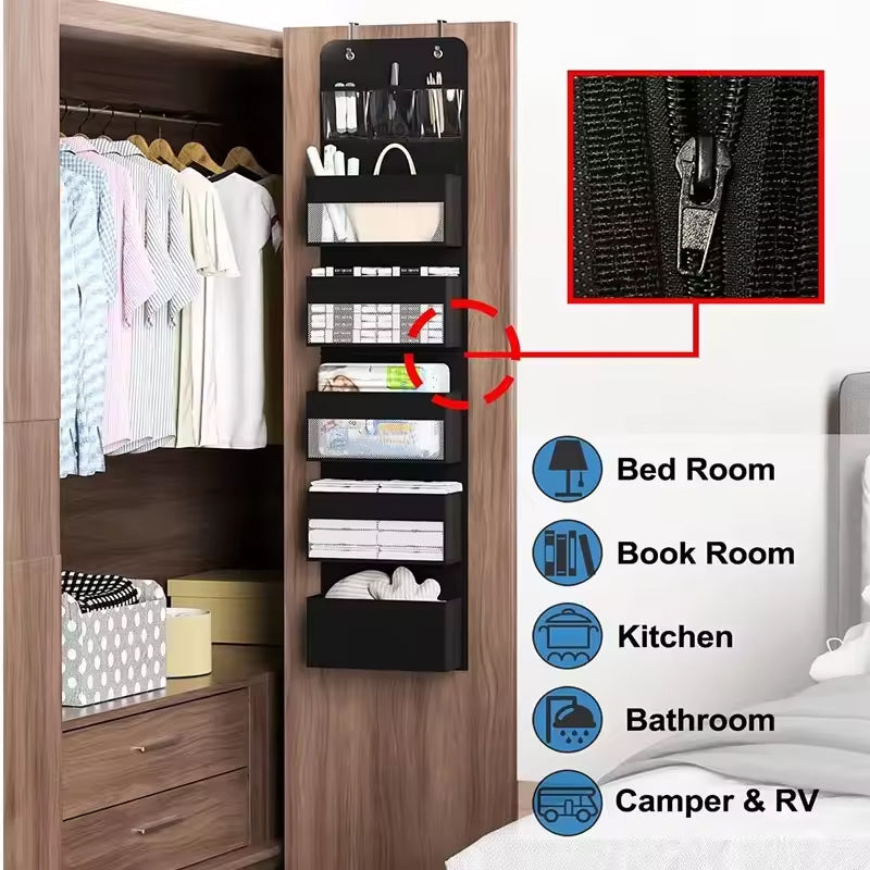 5-Shelf Hanging Storage Organizer with Anti-Tilt Design