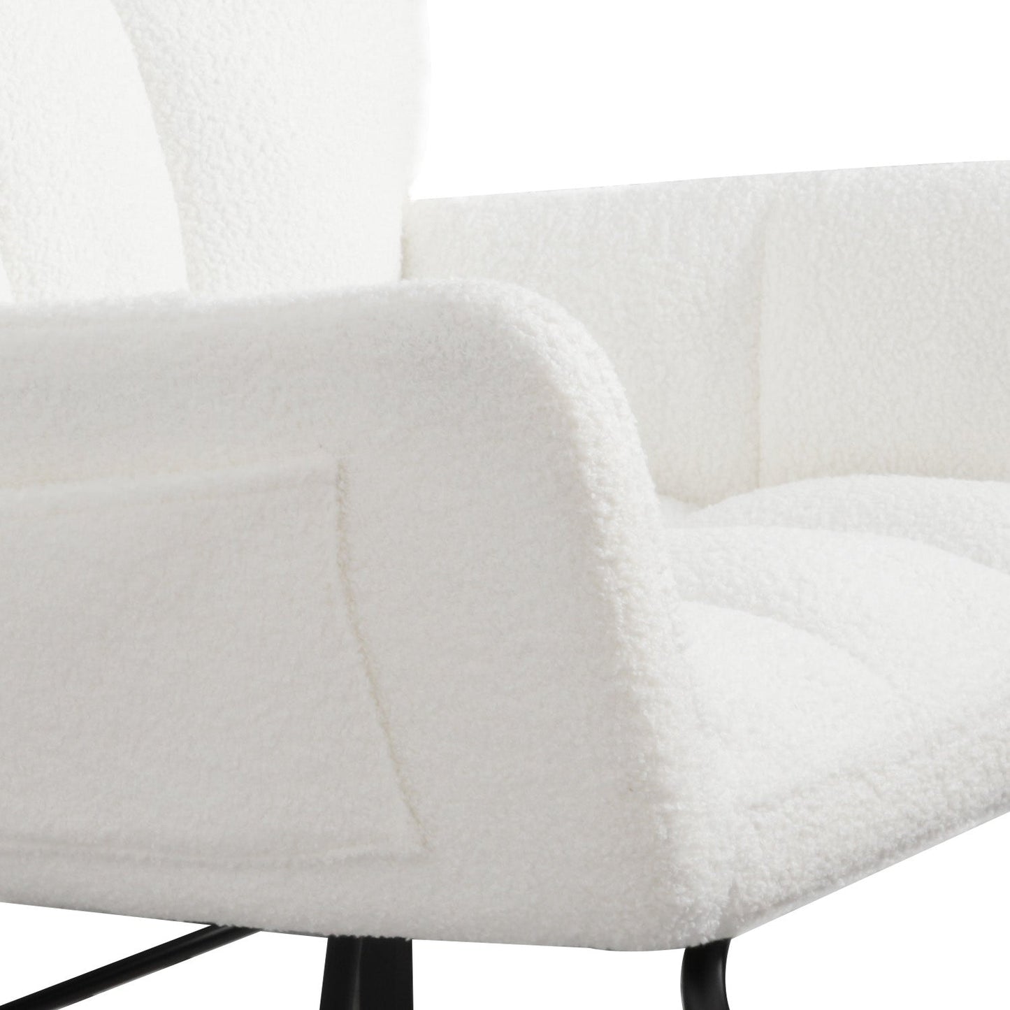 Silla mecedora de tela de terciopelo - Diseño moderno en blanco tapizado