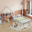 Wooden Full Size Children's Bed with Detachable Headboard and Integrated Clothes Drying Rack, White - Korvel