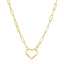 Collar de cadena de papel de oro amarillo de 14k con cierre en forma de corazón