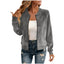 Elegant Round-neck Zip-up Deerskin-fleece Bomber Jacket