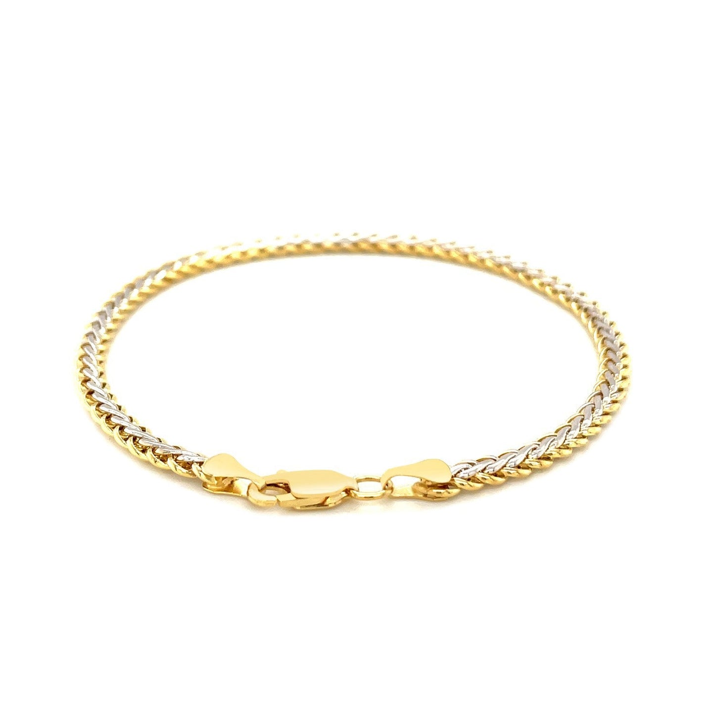 Bracelet en Chaîne de Blé Bicolore en Or 10k