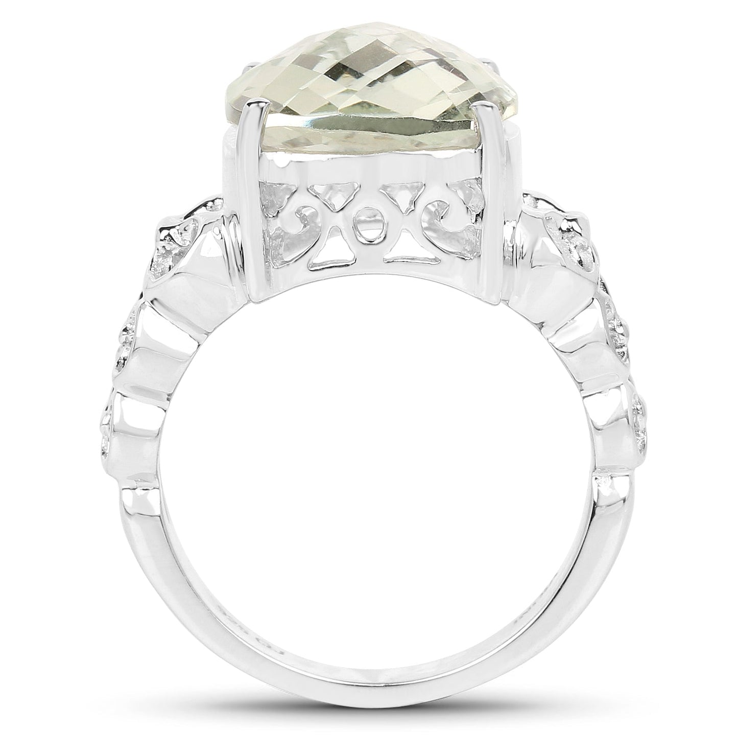 6.74 Carat Genuine Green Amethyst Sterling Silver Ring