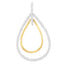 14K Two-Tone Gold Round Cut Diamond Double Burst Pendant Necklace